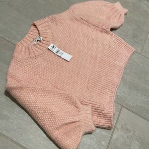 Topshop cropped pink knit sweater
